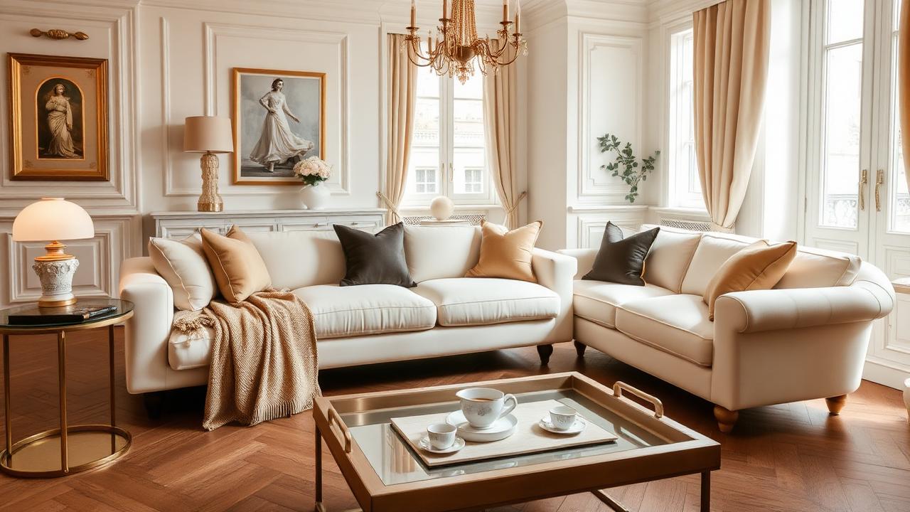 Salon lumineux d'un appartement meublé prêt pour la location courte durée